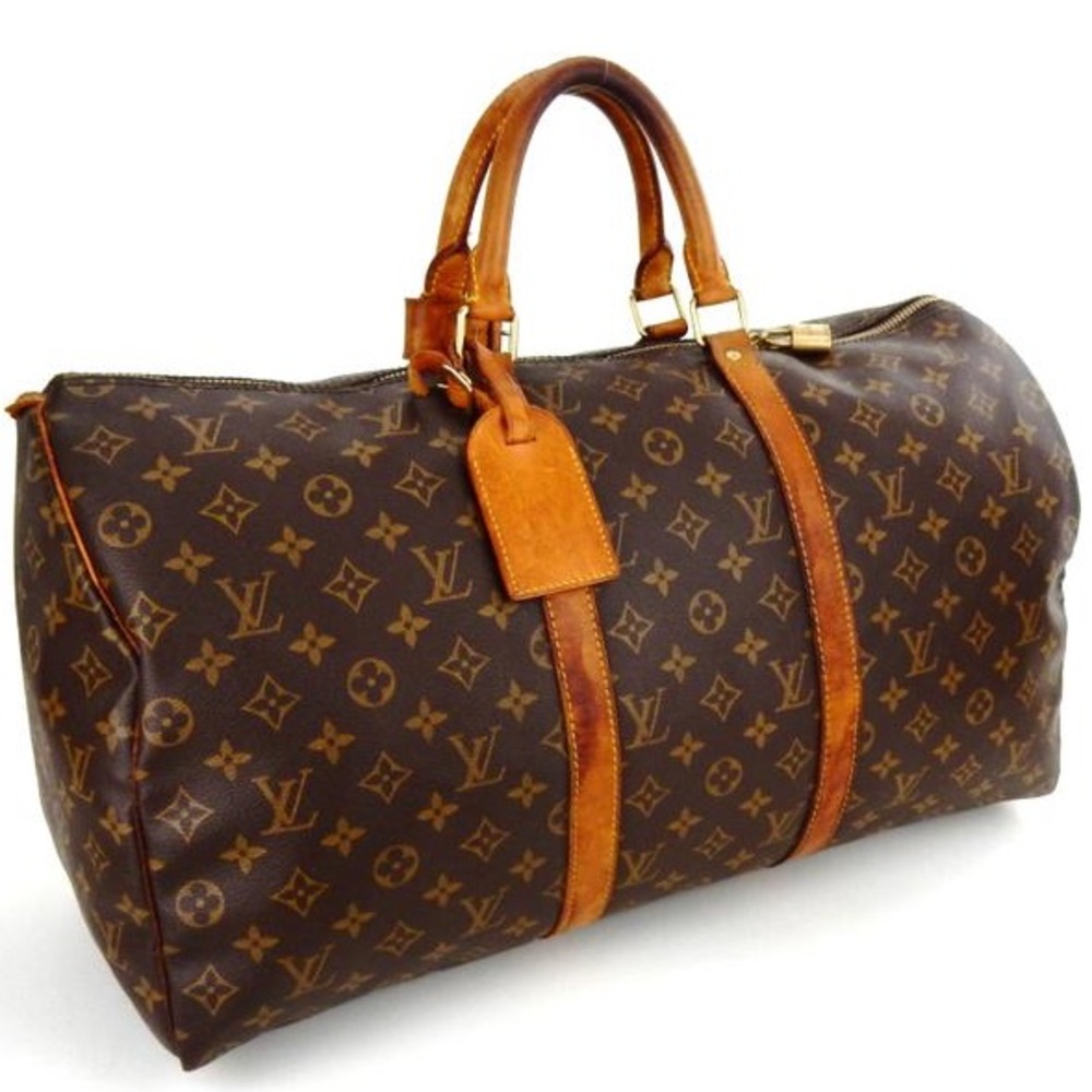 AUTHENTIC Louis Vuitton Keepall 50 Boston Duffel Travel Luggage With ID Tag
